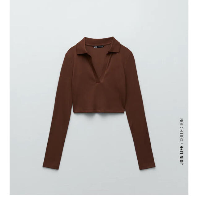 ZARA(ザラ)のZARA リブ編みポロシャツ　 レディースのトップス(ポロシャツ)の商品写真