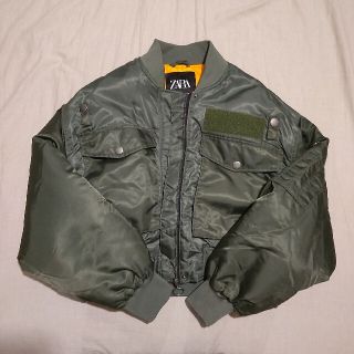 ザラ(ZARA)のZARA ショート丈 MA-1 カーキ S M ミリタリー ジャンパー 上着(ミリタリージャケット)