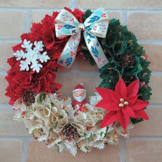 【203】フラワーリース クリスマスリース 布リース ファブリック ...