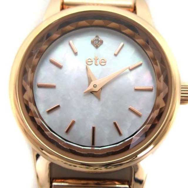 エテ 腕時計 アナログ ダイヤモンド 0.004ct ピンクゴールド色