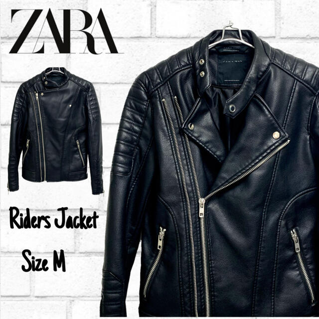 残り一点限り Zara Man ライダースジャケット フェイクレザー ダブル シングル 物損付延長保証 メンズ ジャケット アウター Roe Solca Ec