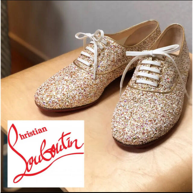 美品♡ルブタンChristian Louboutinグリッターフラットシューズ