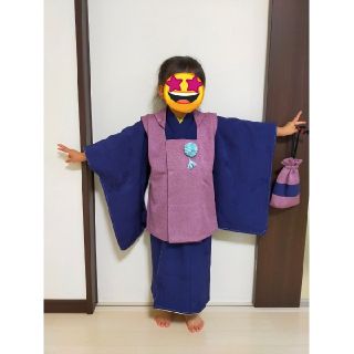 新品☆ 七五三 ３歳 着物セット 〜着物＋被布＋長襦袢＋バッグ～ 男の子用(和服/着物)