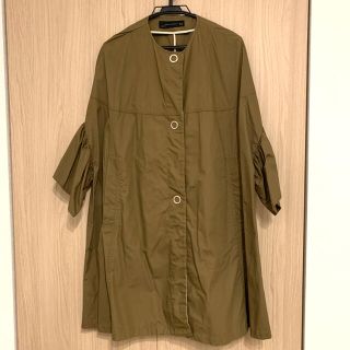 ザラ(ZARA)のZARA 七分袖 ノーカラーコート Mサイズ(ノーカラージャケット)