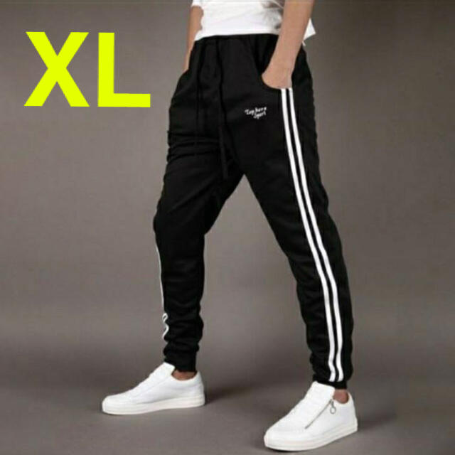 【ブラック★XL】2ラインでオシャレに！男女兼用★ メンズのパンツ(その他)の商品写真