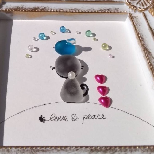 シーグラスアート　『love&peace』