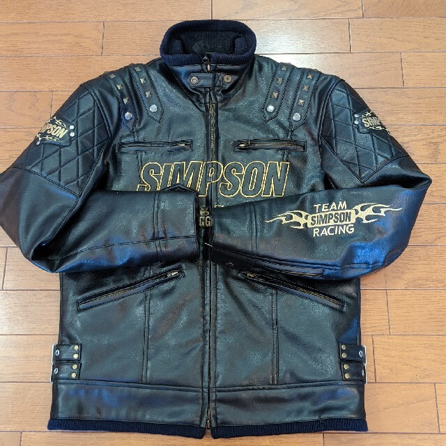 カラーブラック×ゴールドSIMPSON◇シンプソン ライダースジャケット◇極美品