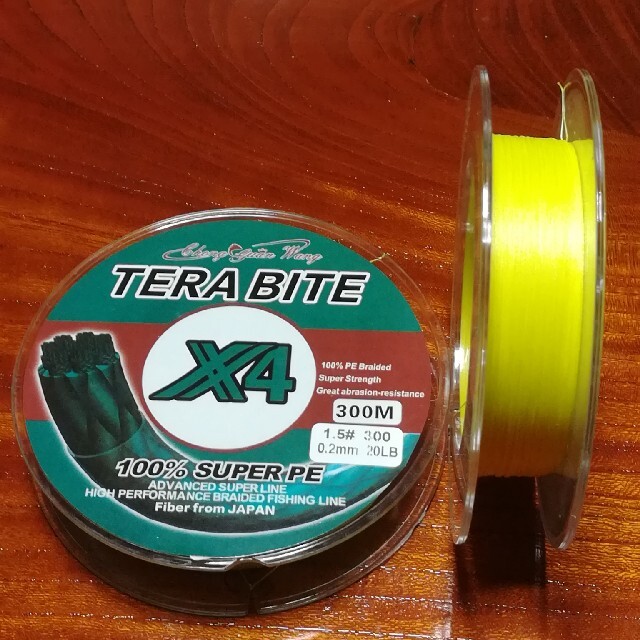 TERABITE PEライン(4本編み),300m巻,1.5# スポーツ/アウトドアのフィッシング(釣り糸/ライン)の商品写真