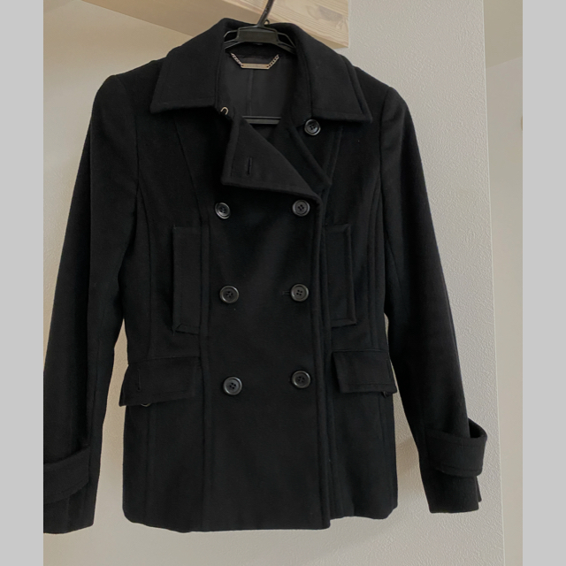 Michael Kors(マイケルコース)のMICHAEL KORS アンゴラ 100%ピーコート  ブラック レディースのジャケット/アウター(ピーコート)の商品写真