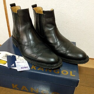 カンゴール(KANGOL)のKANGOL　サイドゴアブーツ　25.5cm　黒　本革　高機能ライニング素材使用(ブーツ)
