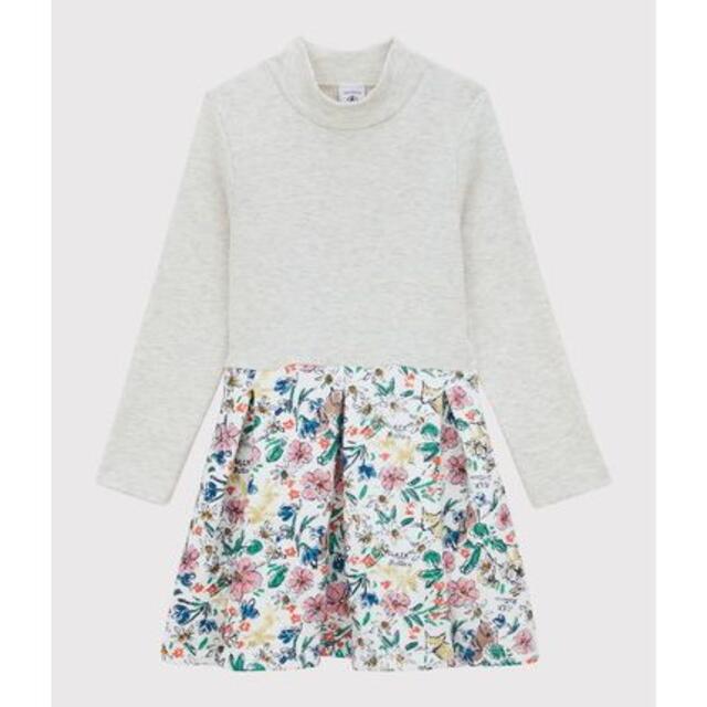 PETIT BATEAU - ぼたん　プチバトー　ワンピース　 フラワーアニマルハイネック