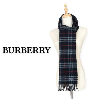 バーバリー(BURBERRY)のBURBERRY バーバリー マフラー ラムウール ネイビー/紺 チェック(マフラー)