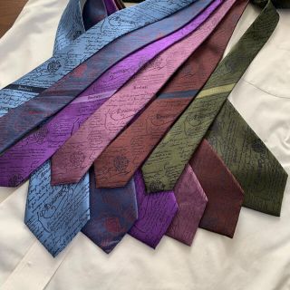 【美品】BERLUTI ベルルッティ ネクタイ シルク カリグラフィ 黒×黒