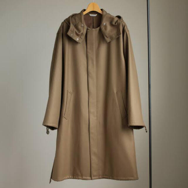 COMOLI(コモリ)のAURALEE LIGHT MELTON LONG HOODED COAT メンズのジャケット/アウター(ステンカラーコート)の商品写真