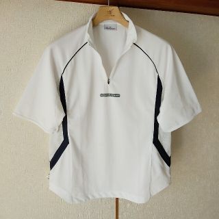 セルジオタッキーニ(Sergio Tacchini)のセルジオタッキー二　ビンテージ　半袖シャツ　ホワイト　サイズＭ　ハーフジップ(ウェア)