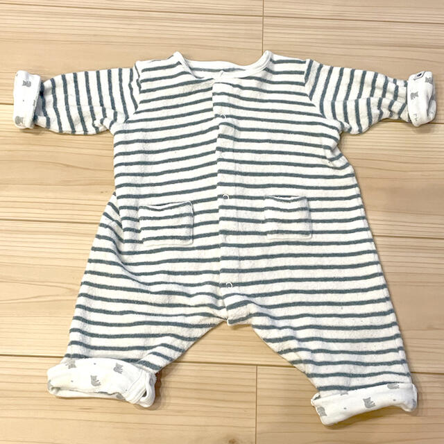 PETIT BATEAU(プチバトー)のプチバトー パイル地ロンパース ボーダー コアラ柄 キッズ/ベビー/マタニティのベビー服(~85cm)(ロンパース)の商品写真