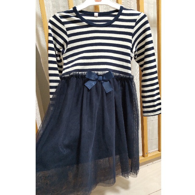 ワンピース　110cm　子供服　チュールスカート　女の子　通学　ボーダー キッズ/ベビー/マタニティのキッズ服女の子用(90cm~)(ワンピース)の商品写真