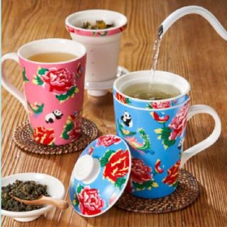 カルディ(KALDI)の売切希望　カルディ  茶漉し付 マグカップ 完売 ピンク ブルー セット(グラス/カップ)