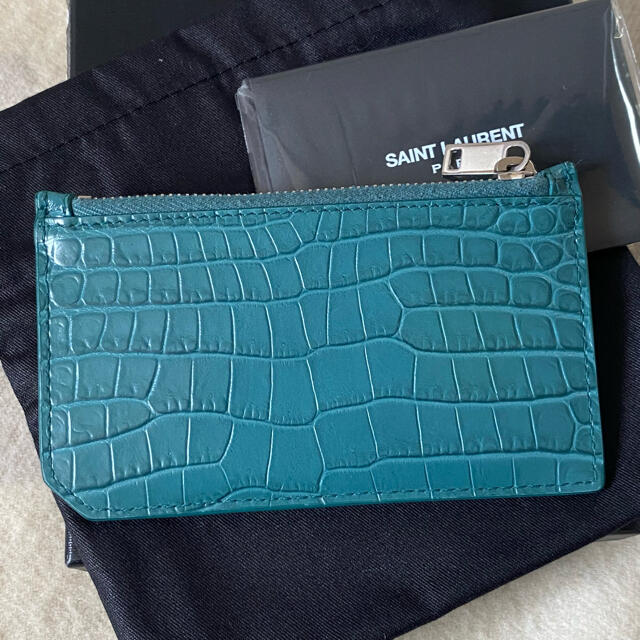 SAINT LAURENT   カードケース　レザー　ブルー  付属品付き