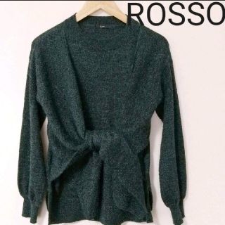 アーバンリサーチロッソ(URBAN RESEARCH ROSSO)のアーバンリサーチ ロッソ ROSSO ニット グリーン センター リボン(ニット/セーター)