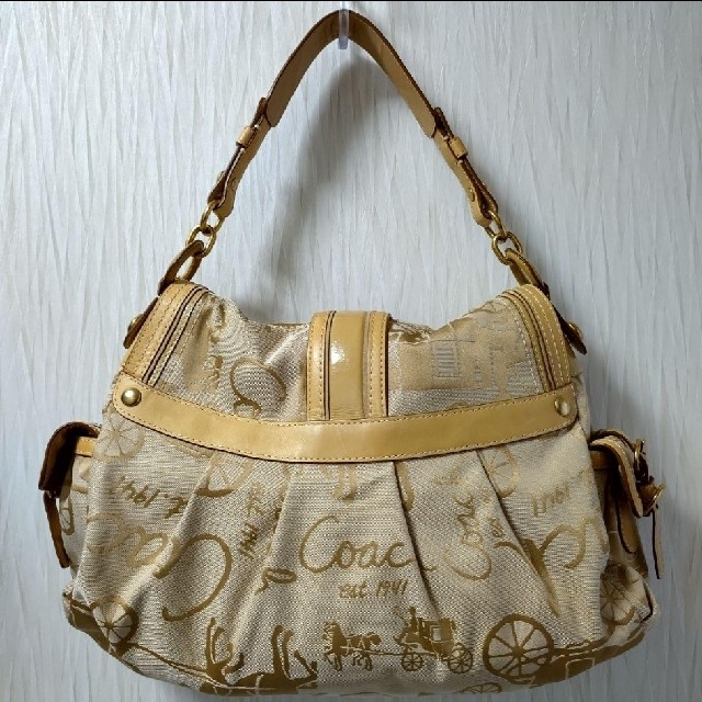 COACH(コーチ)の✿匿名発送✿COACHベージュ✕ゴールドワンショルダートートバッグ13208 レディースのバッグ(ショルダーバッグ)の商品写真