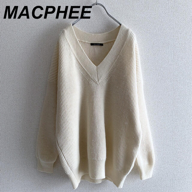 MACPHEE - MACPHEE マカフィー Ｖネックニット ホワイト 白の通販 by ...