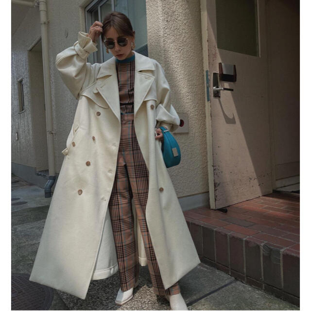 ameri vintage TRENCH LIKE MIDI COAT ライム