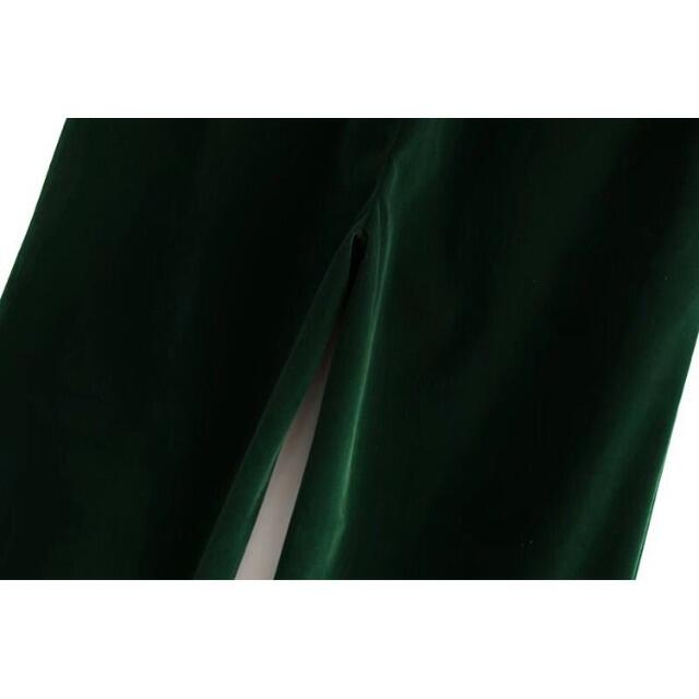 ZARA(ザラ)の🎃10月新作👻6564◆green グリーン ベロア ロングパンツ レディースのパンツ(カジュアルパンツ)の商品写真