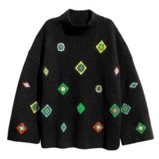 ケンゾー(KENZO)の【稀少】H&M×KENZO ワッペン刺繍 ビッグシルエットニット(ニット/セーター)