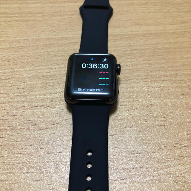 【開店記念セール！】 Watch Apple 2 バンド付き ブラックステンレス　38mm 腕時計(デジタル)