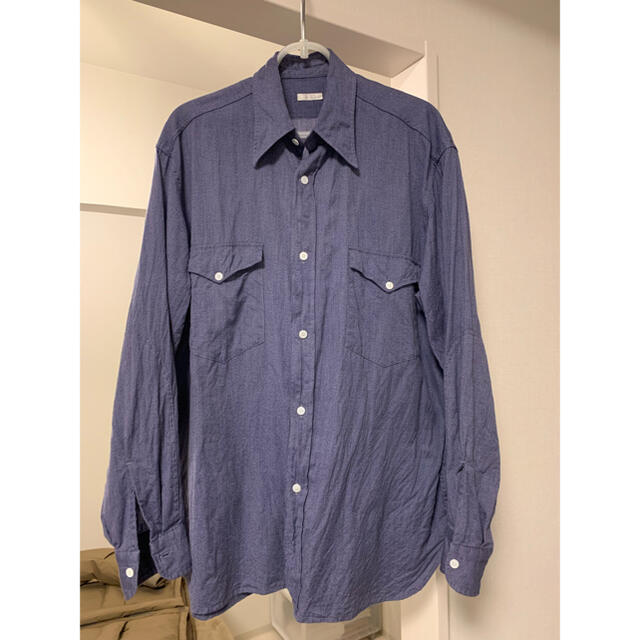 COMOLI ヨリ杢 ワークシャツ　ブルー　サイズ1