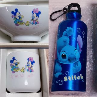 ディズニー(Disney)の①お茶碗 お湯呑 お箸 セット & ②アルミボトル(プレート/茶碗)