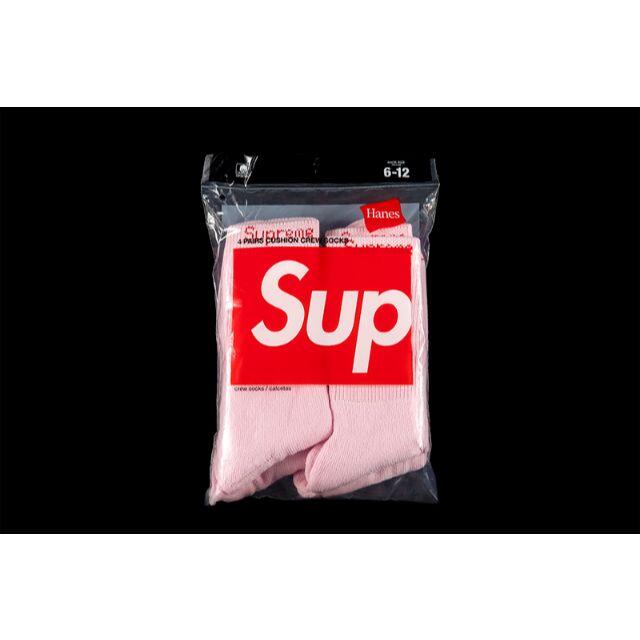 SUPREME HANES CREW SOCKS (4 PACK)ピンク