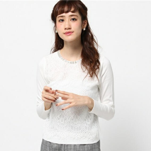 JUSGLITTY ジャスグリッティー 前身レースニット ビジューニット | フリマアプリ ラクマ