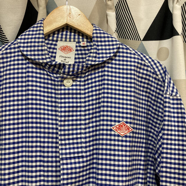 DANTON(ダントン)のdanton ダントン 長袖丸襟シャツ ギンガムチェック柄 ブルー ホワイト メンズのトップス(シャツ)の商品写真