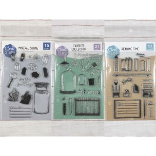こどものかお クリアスタンプ。3種類セット(印鑑/スタンプ/朱肉)