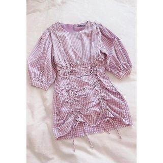 ザラ(ZARA)のZARA ギンガムチェックワンピース(ミニワンピース)