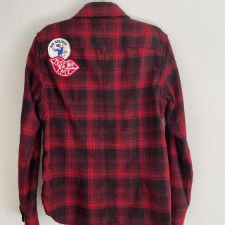 TMT×WOOLRICH、コラボワッペン付き　限定チェックシャツ　キムタクトップス