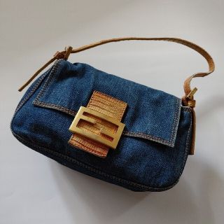 フェンディ(FENDI)のFENDI　ミニマンマバゲット　デニム(ハンドバッグ)