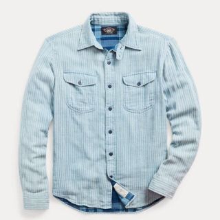 ダブルアールエル(RRL)の新品*RRL*インディゴ ストライプド ダブルフェイスド ワークシャツ*M*(シャツ)