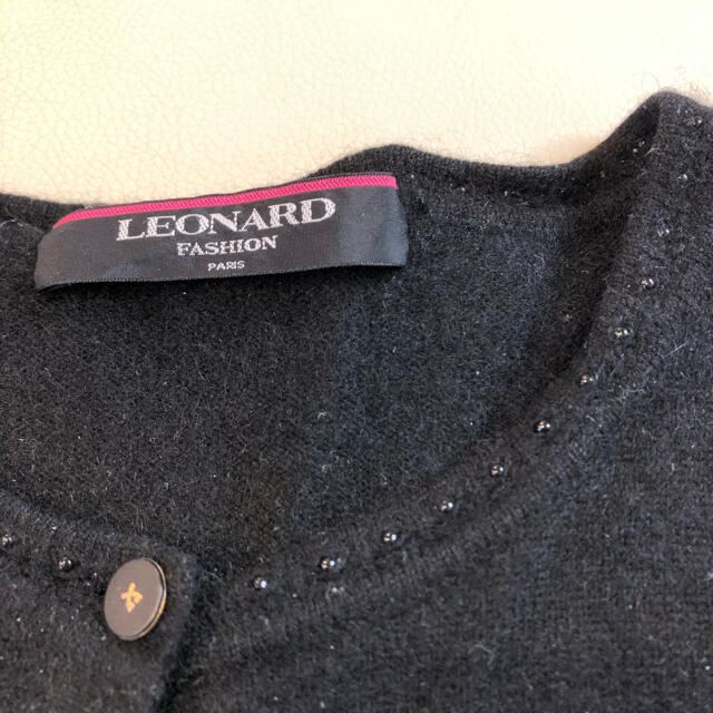 LEONARD(レオナール)のLEONARD レオナール  セーター　カーディガン　カシミア　黒　10G レディースのトップス(ニット/セーター)の商品写真