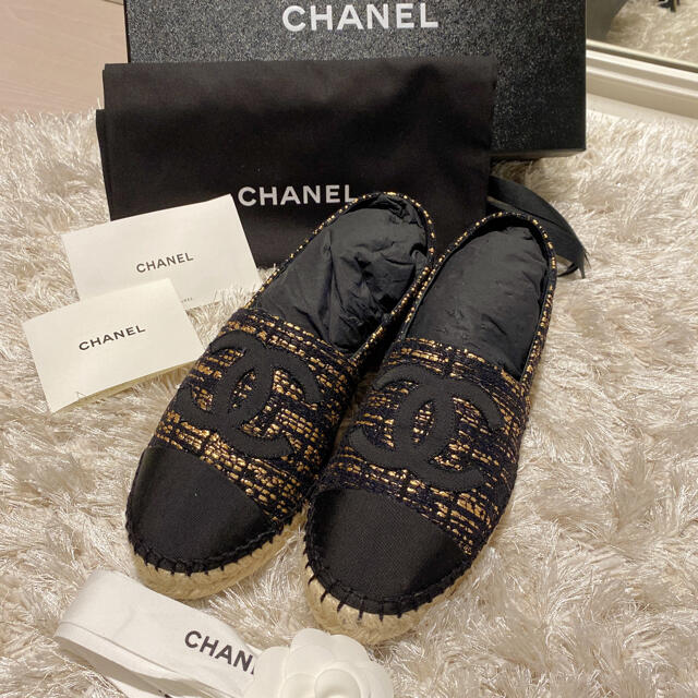 ⭐︎短時間一度のみ⭐︎ CHANEL シャネル エスパドリーユ ツイード 38 ...