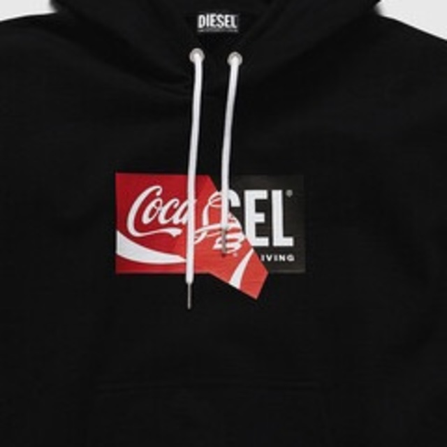 DIESEL パーカー　Coca-Cola コカコーラ　ロゴ　フード　ブラックL