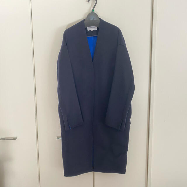 美品 トップリバーノーカラーコート enfold ENFOLD ロング トップ