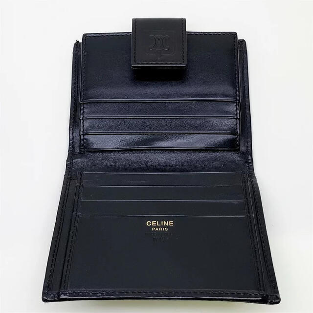 CELINE セリーヌ マカダム柄 二つ折り財布 がま口 ブラック 黒 PVC