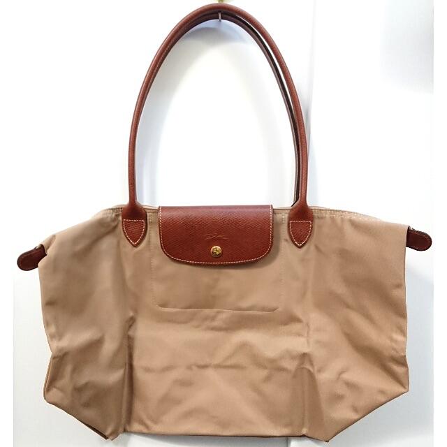 LONGCHAMP - 未使用　ロンシャン 折りたたみ ナイロントートバッグ ベージュ Lサイズ