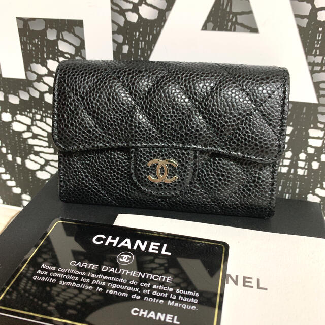 極美品 CHANEL シャネル キャビアスキン マトラッセ コインケース