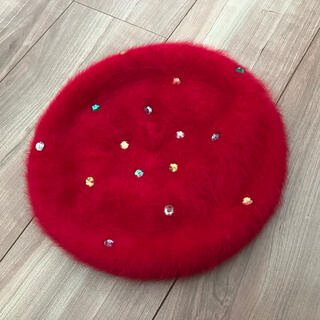 ダチュラ(DaTuRa)の赤　ベレー帽　ビジュー(ハンチング/ベレー帽)