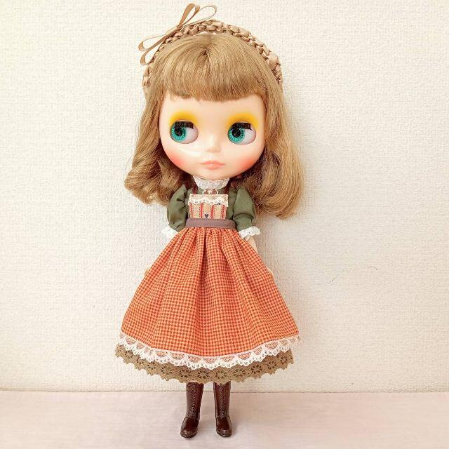 ハンドメイド「カントリー風ワンピースセット 緑」ネオブライス・リカちゃんの服