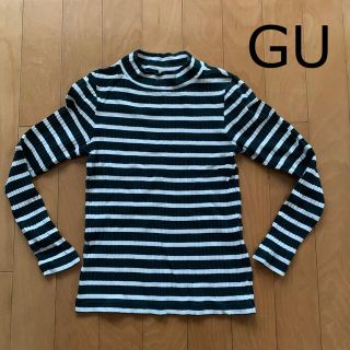 ジーユー(GU)のGU 長袖 綿 Tシャツ ロンT ボーダー ブラック ホワイト ②(Tシャツ(長袖/七分))